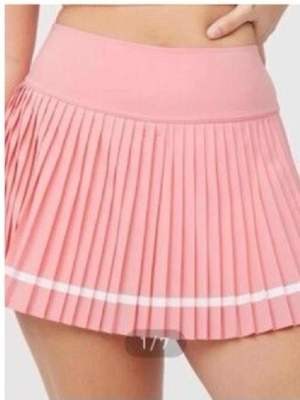 aerie Pleated Pink Mini Skirt (Skort) with White Hem Stripe